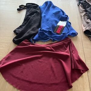 Bullet pointe style ballet skirt and 2 new short wrap ballet skirts.